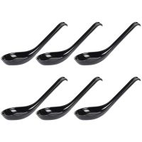 Soup Spoons6 Pcs Japanese Style Spoons Creative Rice Spoons Chinese Asian Soup Spoons with Long Handle for Restaurants