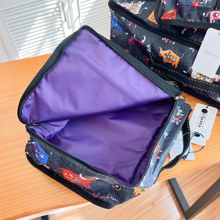 lesportsac-2023-กระเป๋าใส่อุปกรณ์อาบน้ำ1436กระเป๋าเก็บของกระเป๋าเก็บสัมภาระกระเป๋าขนาดใหญ่กลางและเล็ก3ชุด