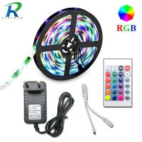 5m 10m 15m 20m SMD 2835 RGB LED Strip light flexible led tape diode ribbon waterproof 220V 24key controller DC 12V adapter set LED Strip Lighting