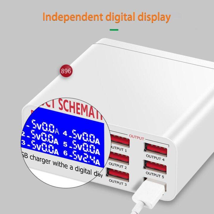 แท่นชาร์จยูเอสบีหลายพอร์ตพร้อมจอแสดงผล-lcd-eu-ปลั๊กอังกฤษอเมริกาโทรศัพท์มือถือที่ชาร์จสำหรับไอโฟน12-11-x-ipad