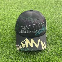 Adjustable baseball cap Langwen black buckle graffiti peaked cap female street hat spring and summer new