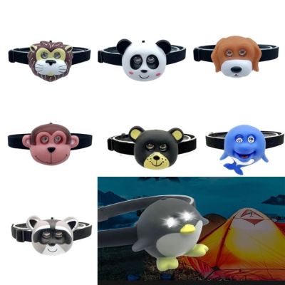 Headlights Running Riding Light with Headband Childs Headlight Kids Gift SOS Flashlight Cartoon Animal Headlamp