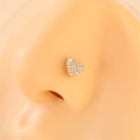 Fashion India Women Jewelry Crystal Heart Nose Piercing Ring 20G Stainless Steel Bar Golden Nose Wing Stud Neuspiercing Body jewellery