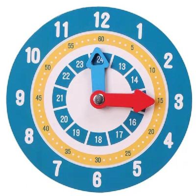 Montessori Childrens Mathematic And Arithmetic Teaching Aids Primary School Clock Cognitive Model Double-sided Wooden Clock Toy
