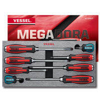 VESSEL MEGADORA Tang-Thru Screwdriver Set 8pcs. 9308EVA (EVA Foam set/Tang Thru)