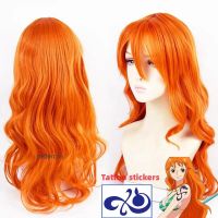 Nami Wig Cosplay Long Curly Wavy Adult Orange Heat Resistant Cosplay Wigs Anime Nami Women Girl Wigs Halloween Party Wigs