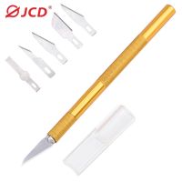 【YF】 JCD Non-Slip Gold Metal Scalpel Tools Kit Cutter Engraving Craft knives 5pcs Blades Mobile Phone PCB Repair Hand