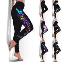 [Youre My Secret] Musical Note Printed Women Legging Fitness Clothing Workout High Elasticity Pant Leggins Push Up Solid Bottom