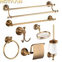 . Solid Brass Bathroom Accessories Set,Robe hook,Paper Holder,Towel Bar,Towel Ring,Bathroom Sets,HT-812600-T