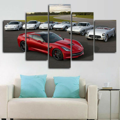 Car Evolution 5 Panel Canvas Print Wall Art-โปสเตอร์พิมพ์ HD สำหรับตกแต่งบ้าน-ไม่ต้องใช้กรอบ-เหมาะสำหรับห้องนั่งเล่นห้องนอนหรือสำนักงาน