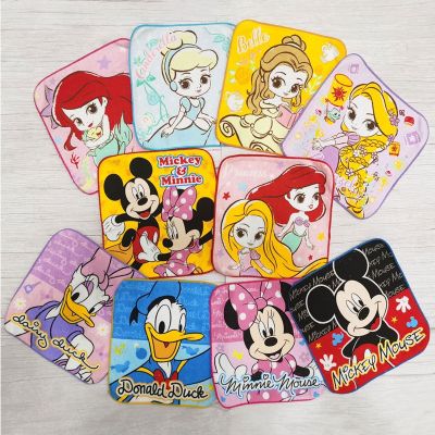 ✾■♝ Disney Cartoon Cotton Handkerchief Square Towel Mickey Mouse Minnie Donald Duck Daisy Princess Children Wipe Sweat Mouth 20x20cm
