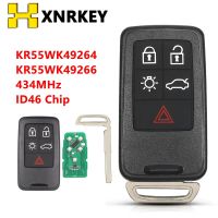 XNRKEY FCC:KR55WK49264รีโมตกุญแจรถอัจฉริยะ5ปุ่ม Fob 434Mhz ชิป ID46สำหรับวอลโว่ XC60 S60 S60L V40 V60 XC70 S80