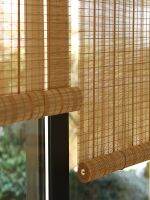 [COD] curtain blackout roller blind balcony sunscreen home up and down roll bamboo shade tea room homestay