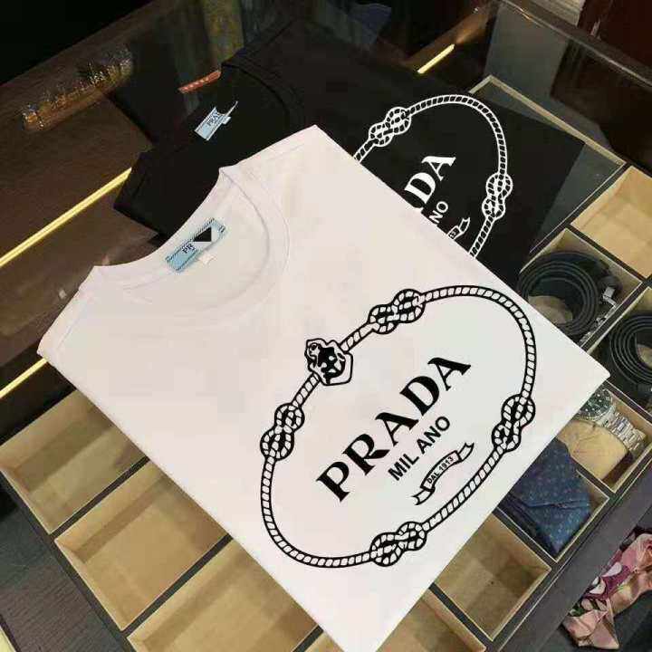 Prada T-SHIRT short-sleeved men's T-shirt online celebrity with the Korean  version of the trend of slim handsome tide nd half sleeve shirt 