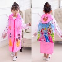 Disney Childrens Rainwear Mickey Mouse Poncho Princess Series Cartoon Raincoat  Waterproof   Schoolbag Position Inflates