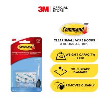 3M Command Clear Wire Hook, Small, 3 Hooks, 4 Strips, Holds Up To  225g, Keys, Framed Photos, Clocks