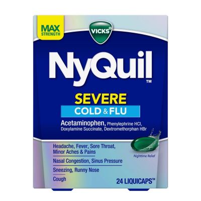 Vicks NyQuil SEVERE Cold & Flu Nighttime Relief 24 LiquiCaps