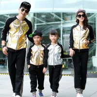 【YF】 2019 Family Clothing Sale Top Dress Look Girl And Mother Of Daughter Child With Pu Leather To Spell Three Sports Suits