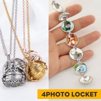 【 M-ZONE8】Retro ขยาย4หน่วยความจำภาพถ่าย Locket ปีกนางฟ้าจี้ห้อยคอน่ารักสร้อยคอของขวัญคู่รัก