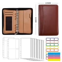 Clear Zipper Budget Padfolio A6 Budget Planner Folder PU Leather Padfolio Binder A6 Notebook Organizer Cash Envelope Organizer Notebook