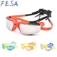 FESA แว่นตาว่ายน้ำผู้ใหญ่ UV Anti Fog Diving Glasses Professional Natacion Waterproof Soft Silicone Pool Swim Eyewear