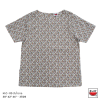 เสื้อแตงโม (SUIKA) - เสื้อผ้าป่านมัสลิน คอปาดกระดุมหลัง 3 เม็ด แขนสั้น  (M.C-110)