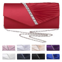Ladies Diamond Ruffle Party Prom Bridal Evening Envelope Clutch Bag, LY6682 apricot