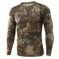 Summer Quick-drying Camouflage T-shirts Breathable Long-sleeved Military Clothes Outdoor Hunting Hiking Camping Climbing Shirts Towels