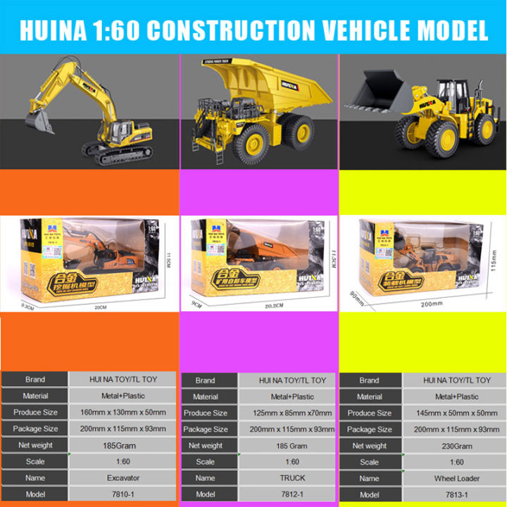 huina-1-60รถบรรทุกการถ่ายโอนข้อมูลรถขุดรถตักล้อยาง-d-iecast-โลหะรุ่นยานพาหนะก่อสร้างของเล่นสำหรับเด็กผู้ชายของขวัญวันเกิดรถคอลเลกชัน