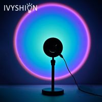 USB Sunset Lamp Night Light Projector Birthday Party Decoration Portable Mood LED Light For Bedroom Living Room Wall Photography