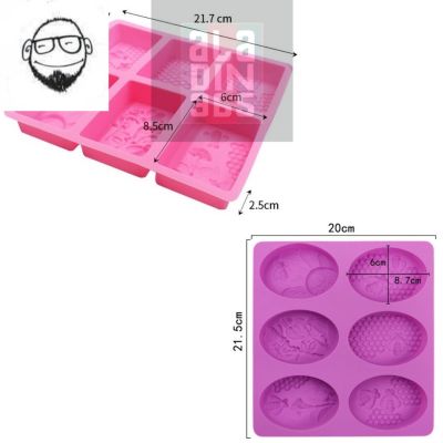 919 แม่พิมพ์สบู่ ซิลิโคน แม่พิมพ์สบู่ 6 ช่อง 100 กรัม ผึ้งตอมน้ำหวาน ขนาด1ช่อง : 8.7 * 6 * 2.5 CM. บล็อก ขนม  ทนความร้อน