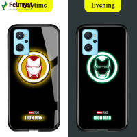 สำหรับ Realme 9I เซลล์เคสโทรศัพท์ส่องสว่างเรืองแสงในที่มืดมหัศจรรย์เคสโทรศัพท์สำหรับเด็กผู้ชายซูเปอร์ฮีโร่สำหรับผู้ชายโลโก้เคสมันวาวสไปเดอร์แมนไอรอนแมนกระจกเทมเปอร์ธอร์เคสฝาหลัง