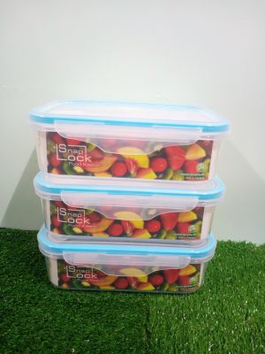 กล่องใส่อาหาร เกรด A กล่อง Snapbox  (แพ็ค 3 ชิ้น) เข้าไมโครเวฟได้ แบบใหม่คละสีฝา กล่องฝาล็อค301 กล่องเก็บอาหาร กล่องใส่ผลไม้ กล่องอาหาร กล่อง