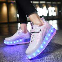 รองเท้าล้อพ่อแม่และลูก, หนังเปลวไฟด้านบนชาร์จรองเท้า LED, Heelys รองเท้าของเล่นสองล้อสำหรับเด็ก, รองเท้าสเก็ตบอร์ดล้อที่มีไฟที่มีสีสัน, ขนาด28-40สำหรับเด็กหญิงและเด็กชาย