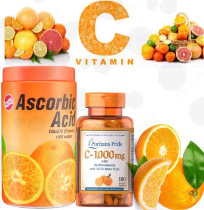 (2in1) PATAR ASCORBIC ACID (VITAMIN C) 1000 Chewable Tablets + Puritans
