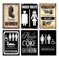 2023 Toilet Sign Plaque Metal Vintage Bathroom Metal Sign Tin Sign Wall Decor For Toilet Bathroom Restroom Retro Wall Stickers