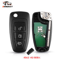 【In-demand】 ETOP mall Dandkey FSK ชิป4D63พลิกพับ Kunci Remote Mobil สำหรับ Ford Mondeo Focus C-Max S-Max 2013 2014 HU101 3ปุ่ม