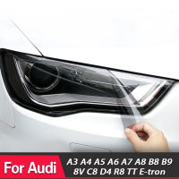 FNE 2ชิ้นฟิล์มป้องกันไฟหน้ารถรมควันสติ๊กเกอร์ TPU สีดำสำหรับ Audi A4 8V A3 B8 B9 A5 A6 C8 A7 A8 TT E-Tron อุปกรณ์เสริม R8