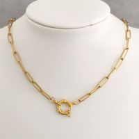 【DT】hot！ QMHJE Clasp Anklet Necklace Men Choker Chain Gold Color