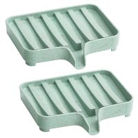 2Pack Soap Dishes , Soap Trays with Drain, Self Draining Soap Saver, Soap Holders for Bathroom (Green)