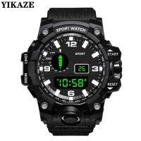 YIKAZE Black Men Watch Military Sport Watch Mens Digital Watches Waterproof Countdown Date LED Electronic Wristwatch Clock