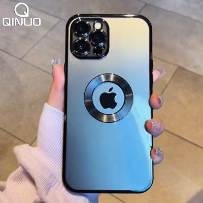 「Enjoy electronic」 Luxury Plating Charm Logo Hole Hollow Case For iPhone 14 13 11 12 Pro XR X XS Max 7 8 Plus SE3 Soft Transparent Shockproof Cover