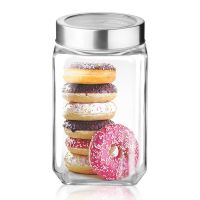 Treo By Milton Cube Storage Glass Jar, 1 Pc, 1800 ml, Transparent | BPA Free | Storage Jar | Kitchen Organizer | Air Tight | Modular | Multipurpose Jar