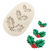 【YF】 Christmas Holly Decoration Fondant Cake Silicone Mold Chocolate Candy Molds Cookies Pastry Biscuits Mould Baking Tools
