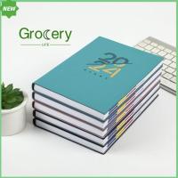 GROCERY LIFE 365วัน 2024สมุดวาระภาษาอังกฤษ A5 หนังพียู สมุดปฏิทิน ทนทานต่อการใช้งาน สมุดโน๊ต นักเรียนก็อก