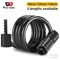 WEST BIKING 90-150cm Anti Theft Bicycle Lock 5-Digit Combination Security Cable Lock Waterproof  E-Bike Motorcycle Wire Lock Locks