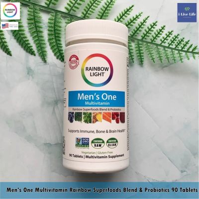 75% OFF ราคา Sale!!! โปรดอ่าน EXP: 11/2023 วิตามินรวมสำหรับผู้ชาย Mens One Multivitamin Rainbow Superfoods Blend &amp; Probiotics 90 or 150 Tablets - Rainbow Light