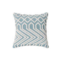 Blue Tufted Pillowcase Circle Geometric Pattern Three-dimensional Cotton Thread Embroidery Sofa Waist Pillow Cushion Backrest