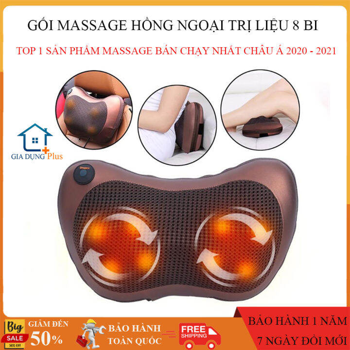 Gối Massage Hồng Ngoại 8 Bi, Máy Massage Trị Liệu, Gối Mát Xa Toàn Thân 