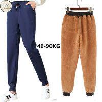 2022ฤดูหนาว M-5XL Plus กำมะหยี่หนาคู่ Sweatpants Unisex อุ่นนุ่มสบายๆ Lamb Fleece กางเกงขายาวผู้หญิงหลวม Plus ขนาด Harem กางเกงขนาดใหญ่กางเกงกีฬา